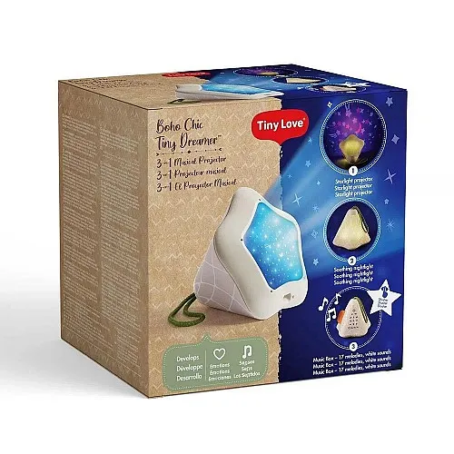 Музикален проектор 3 в 1 Boho Chic Tiny Dreamer - нощна лампа, звезден проектор и музикално устройство (0-18м+)