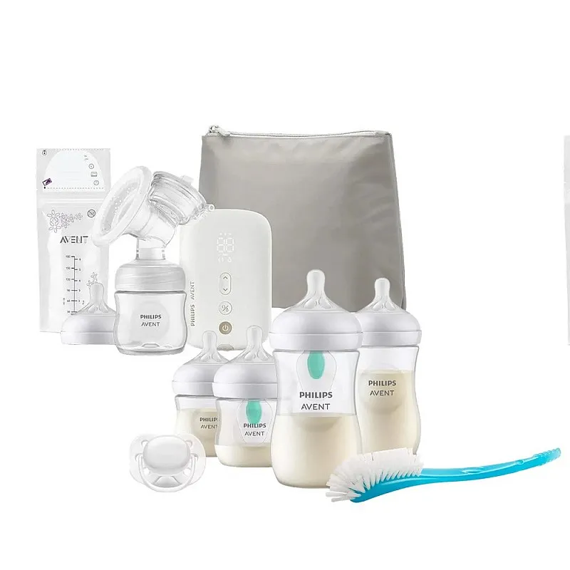 Philips AVENT Единична електрическа помпа Natural Motion Premium SCF396/31 + Комплект шишета за новородено Natural Response с клапа AirFree