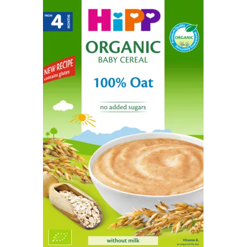HiPP БИО каша Овес 4м. 200г СЪДЪРЖА ГЛУТЕН!