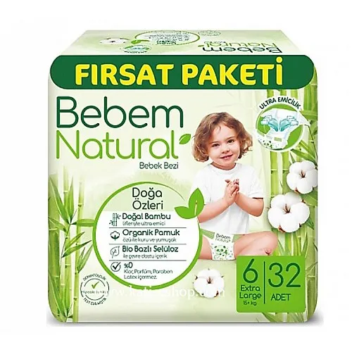 Bebem Natural Еднократни пелени 6 15+кг 32бр.