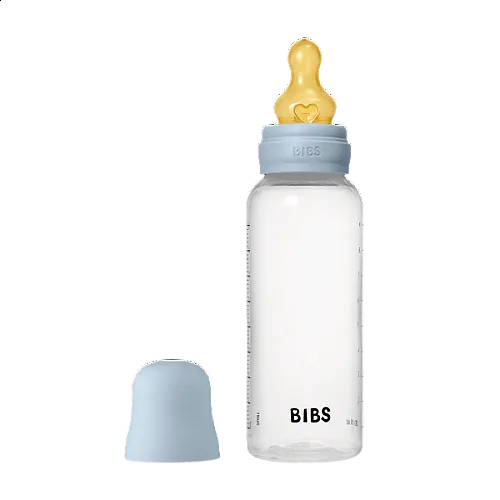 Комплект с бебешка бутилка Bibs Baby Blue 270мл среден поток каучук