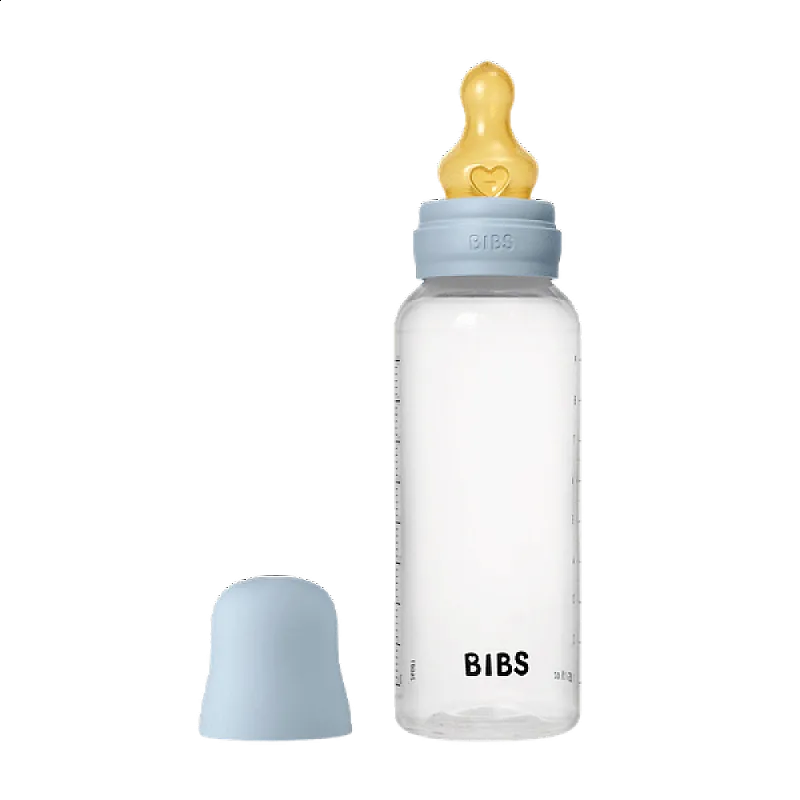 Комплект с бебешка бутилка Bibs Baby Blue 270мл среден поток каучук
