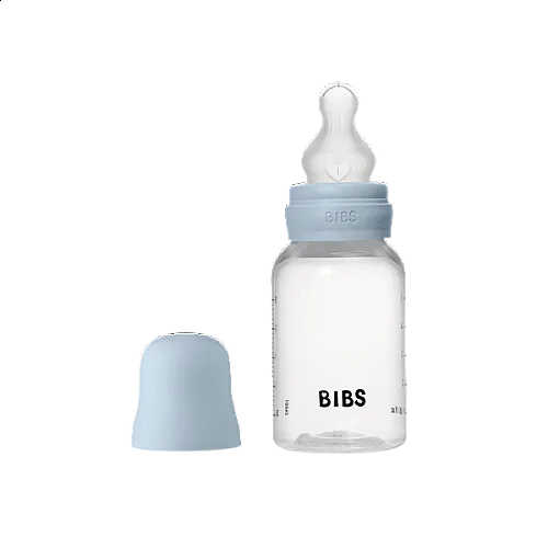 Комплект с бебешка бутилка Bibs Baby Blue 150мл бавен поток силикон