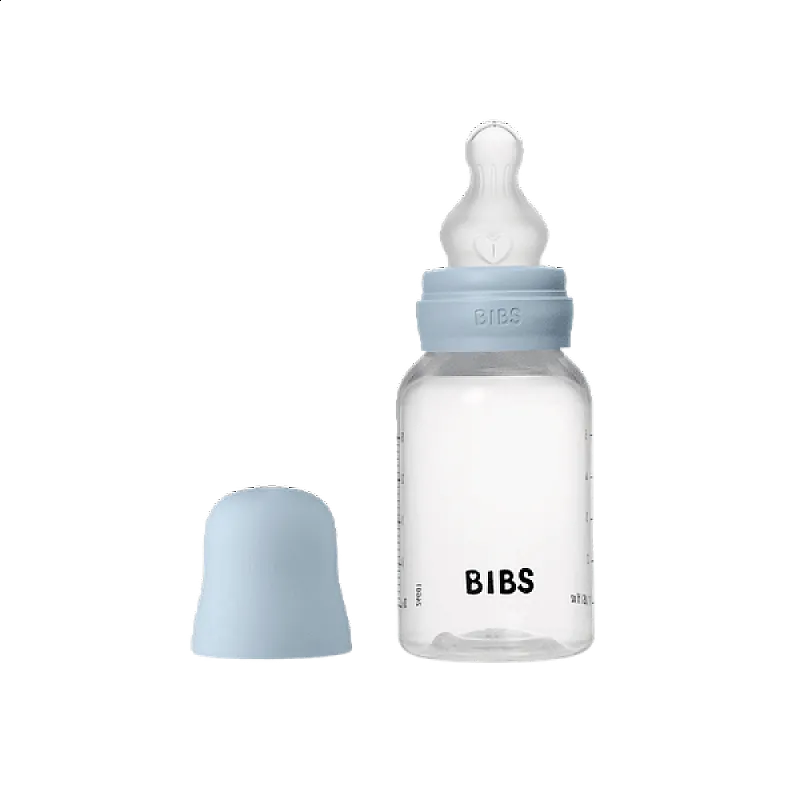 Комплект с бебешка бутилка Bibs Baby Blue 150мл бавен поток силикон