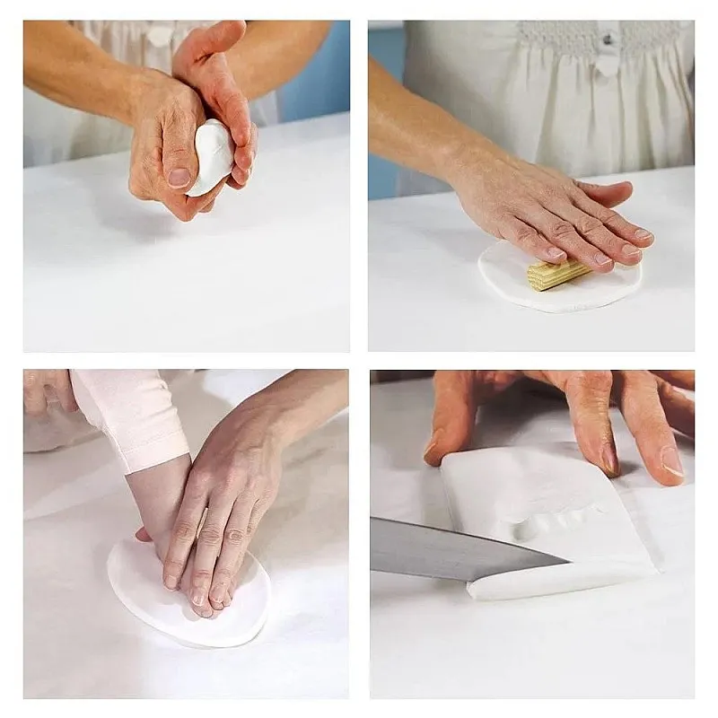 Самостоятелно стояща Дървена фото рамка от 3 части, за 2 отпечатъка и снимка My Baby Touch от серията Timeless Classic на Baby Art, бяла с бяло паспарту