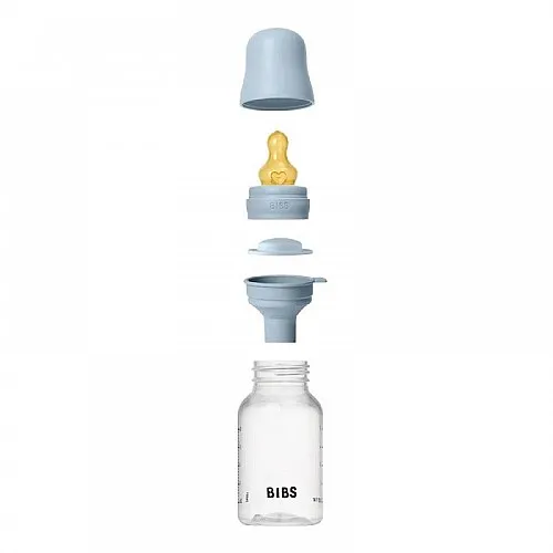 Комплект с бебешка бутилка Bibs Baby Blue 150мл бавен поток каучук