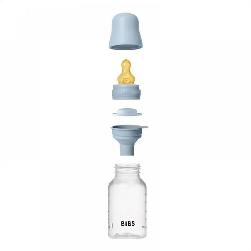 Комплект с бебешка бутилка Bibs Baby Blue 150мл бавен поток каучук