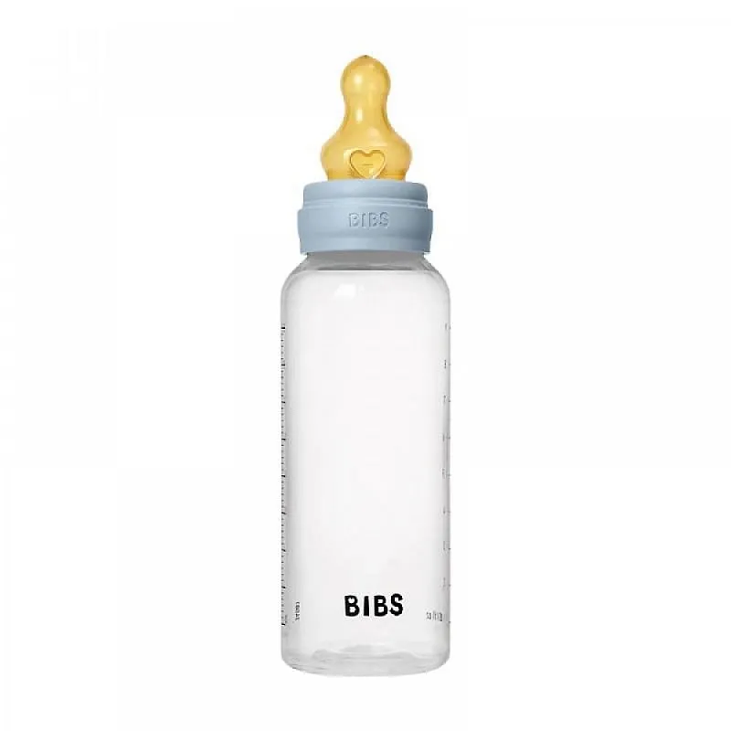 Комплект с бебешка бутилка Bibs Baby Blue 270мл среден поток каучук