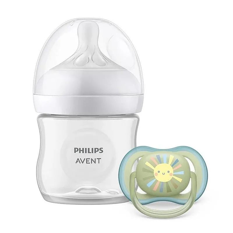 Комплект за бебе Philips AVENT SCD837/10 със шише за хранене Natural Response 125 мл с биберон без протичане Поток 2, 0м+ и залъгалка Ultra Air 0-6м