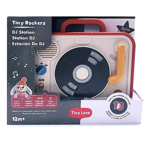 Електронна музикална играчка DJ Станция от серията Tiny Rockers, с 13 рокендрол мелодии, въртяща се peek-a-boo плоча, 12м+