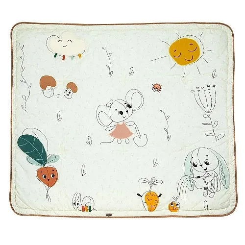 Меко, подплатено бебешко килимче за игра Tiny Love Soft Super Mat от серията Garden of Adventures, размер 125.5х110 см, 9 увлекателни активности за развитие, 0м+