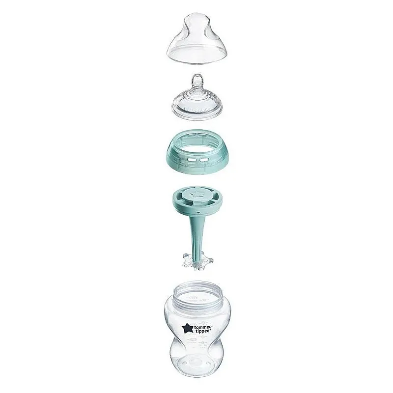 Самостерилизиращо се шише за хранене Tommee Tippee Advanced Anti-Colic+, 150 мл, 0м+, с иновативна система за намаляване на коликите