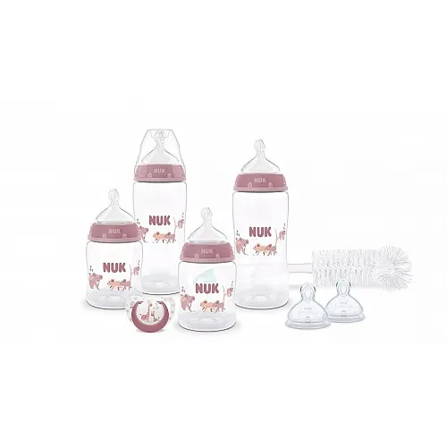 NUK First Choice + СЕТ Perfect Start Temperature Control - 8 части, розово