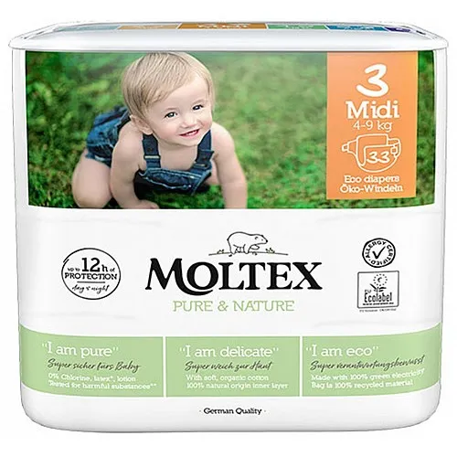 MOLTEX Еко пелени миди 3 4-9кг 33бр.