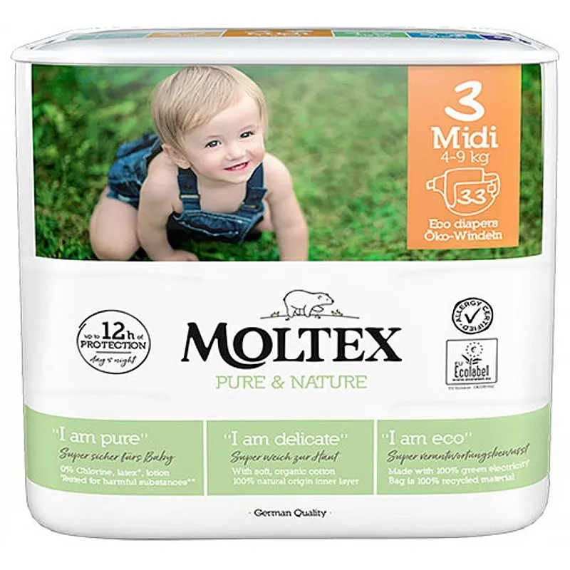 MOLTEX Еко пелени миди 3 4-9кг 33бр.