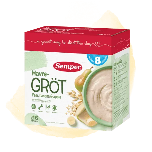 Semper Овесена каша с круши, банани и ябълки 8м. 480г