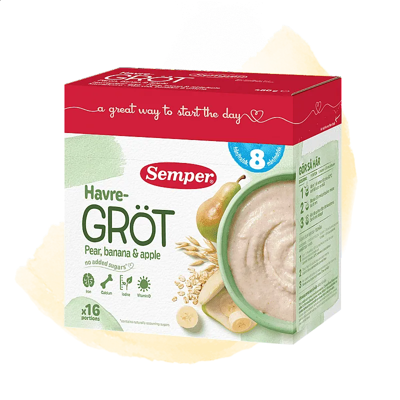 Semper Овесена каша с круши, банани и ябълки 8м. 480г