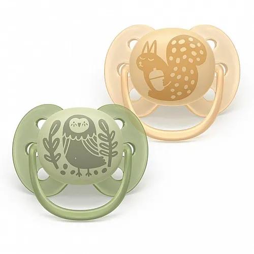 Комплект от 2 броя ортодонтични силиконови залъгалки Philips AVENT Ultra Soft SCF091/46, в кутия за стерилизиране, plant-based