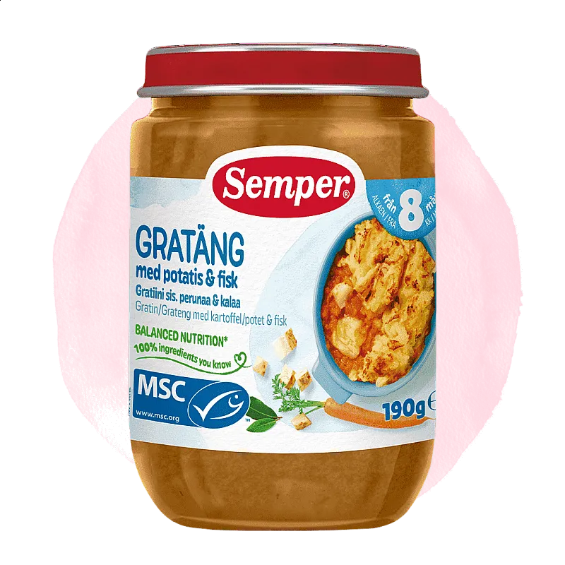 Semper Гратен с картофи и риба 8м. 190г