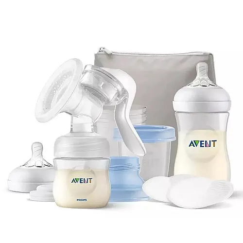 AVENT Механична помпа Comfort + Шишета Natural + контейнери VIA