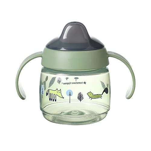 Tommee Tippee SUPERSTAR НЕРАЗЛИВАЩА СЕ ЧАША С МЕК НАКРАЙНИК с дръжки 190мл 4м+ BACSHIELD Зелена