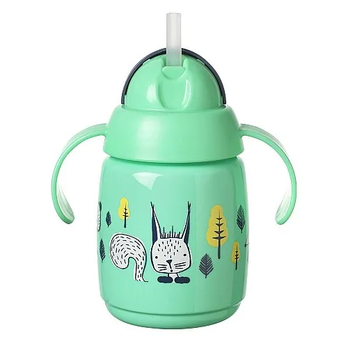 Tommee Tippee SUPERSTAR НЕРАЗЛИВАЩА СЕ ЧАША СЪС СЛАМКА с дръжки 300мл 6м+ BACSHIELD ЗЕЛЕН