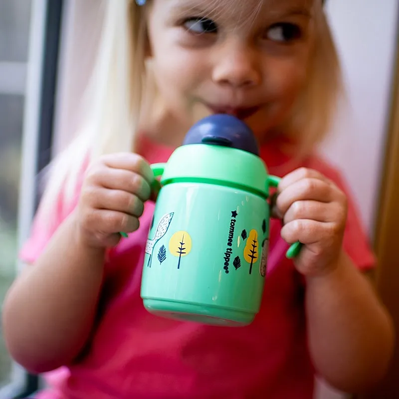 Tommee Tippee SUPERSTAR НЕРАЗЛИВАЩА СЕ ЧАША СЪС СЛАМКА с дръжки 300мл 6м+ BACSHIELD ЗЕЛЕН