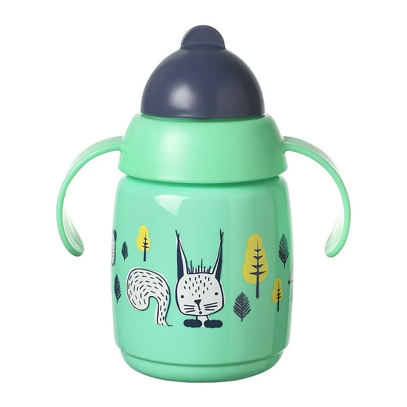 Tommee Tippee SUPERSTAR НЕРАЗЛИВАЩА СЕ ЧАША СЪС СЛАМКА с дръжки 300мл 6м+ BACSHIELD ЗЕЛЕН