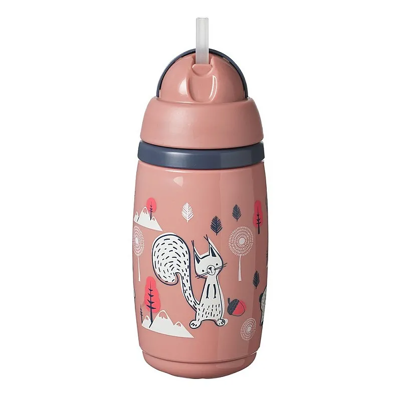 Tommee Tippee SUPERSTAR НЕРАЗЛИВАЩА СЕ ТЕРМОЧАША СЪС СЛАМКА 266мл 12м+ BACSHIELD РОЗОВ