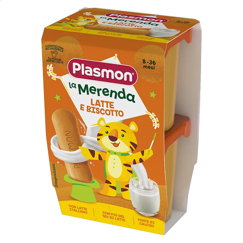 PLASMON Млечен десерт с бишкоти 6м. 2х120г
