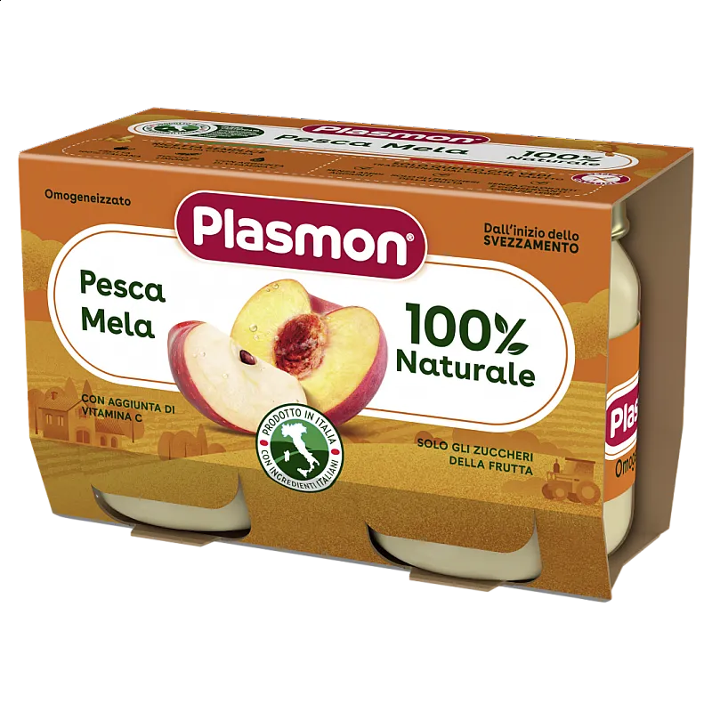 PLASMON Ябълка и праскова 6м. 2х104г