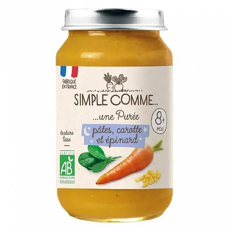 Simple Comme БИО Пюре Макарони, моркови и спанак 8м. 200г