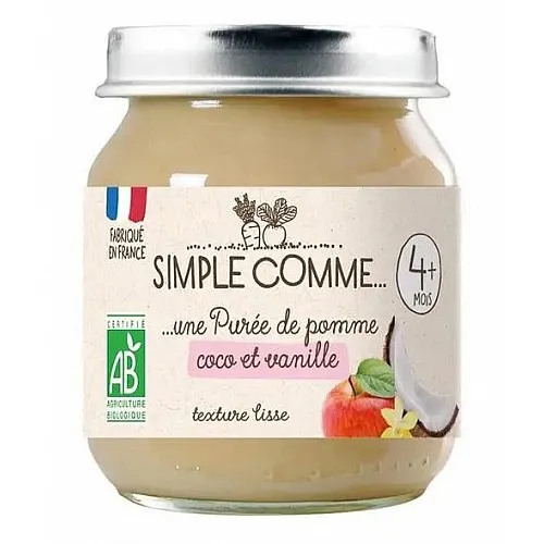 Simple Comme БИО Пюре Ябълка, кокосово мляко и ванилия 4м. 125г