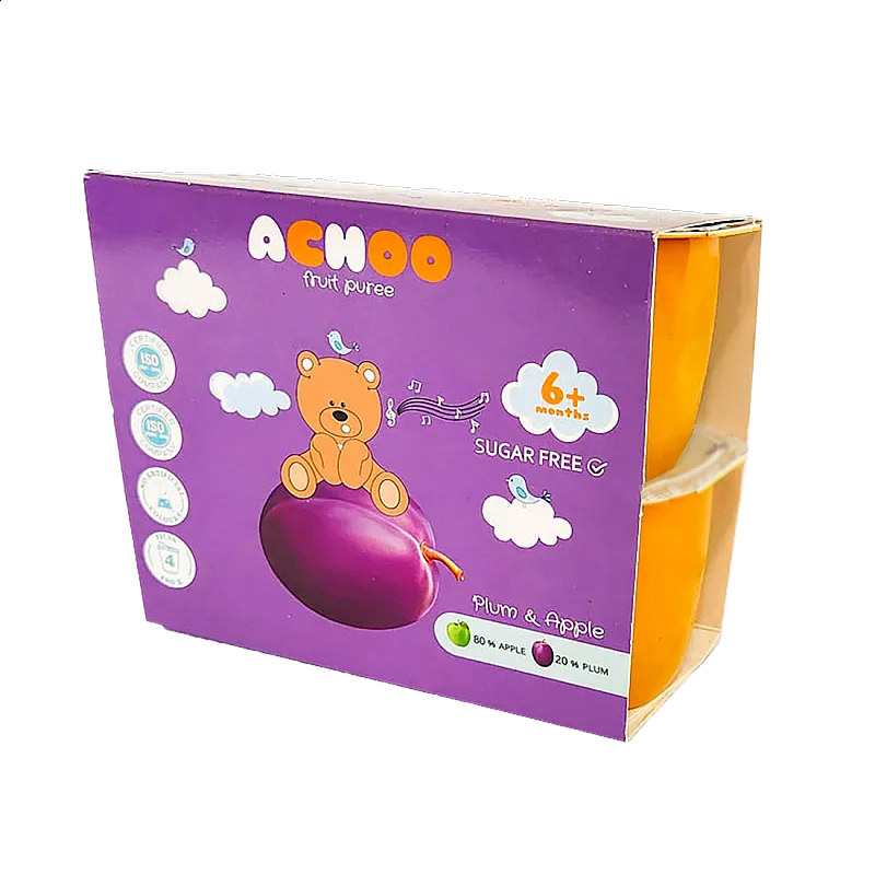 Achoo Пюре ябълка и слива 6м. 4х100г
