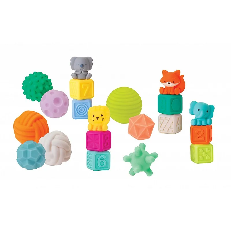 Комплект меки сензорни бебешки играчки, Infantino, 20 броя