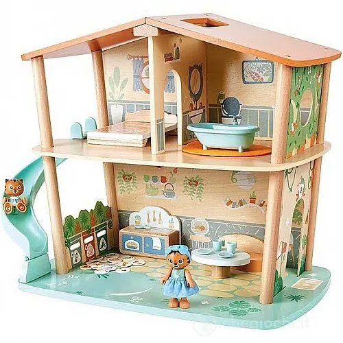 Дървен комплект, Hape, Къща на тигри в джунглата, 34 части