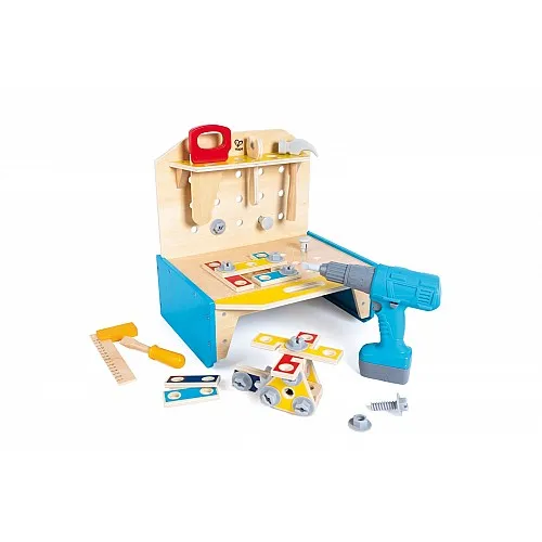 Дървена работна маса с инструменти, Hape, 51 части