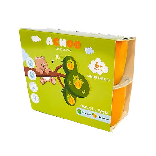 Achoo Пюре ябълка и кайсия 6м. 4х100г