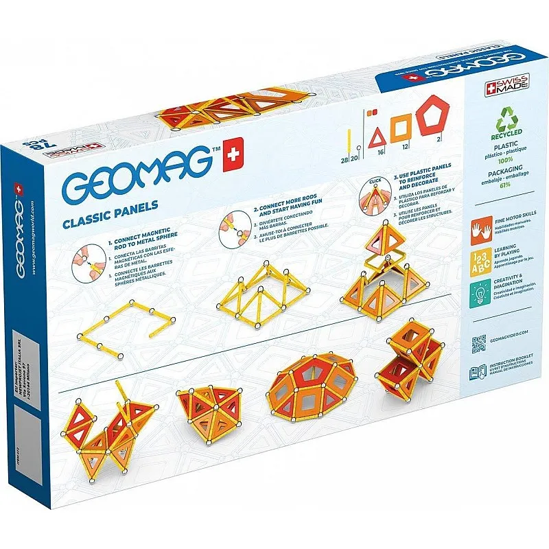 Магнитен конструктор, Geomag, Classic Panels, 78 части
