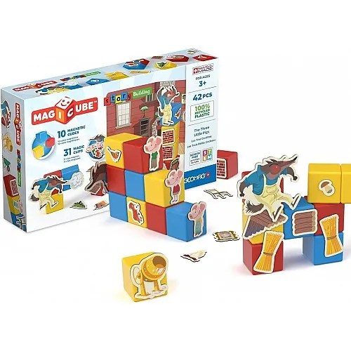 Магнитен конструктор, Geomag, Magicube, Story Building, Три малки прасенца, 42 части