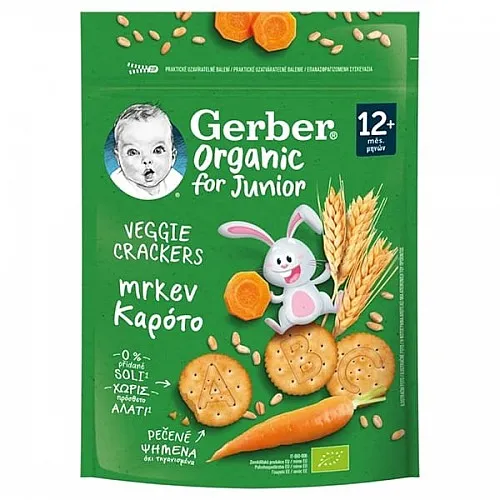 Gerber Organic Пшенични крекери с морков 12м. 100г