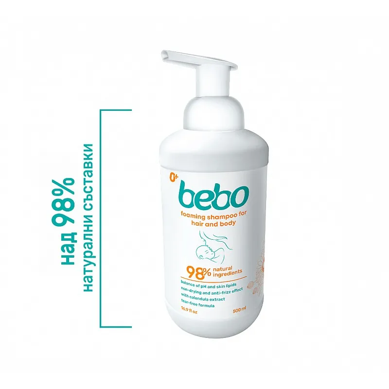 Бебо Шампоан за коса и тяло на пяна 500мл