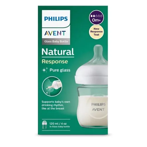 Philips Avent Стъклено шише NATURAL RESPONSE 3.0 с биберон поток 2 0м+ 120 мл.