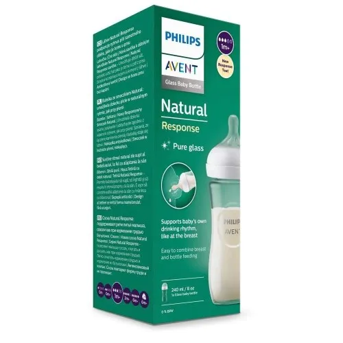 Philips Avent Стъклено шише NATURAL RESPONSE 3.0 стъкло с биберон поток 3 1м+ 240 мл.