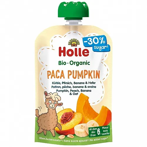 HOLLE Био пюре тиква, праскова, банан и овесени ядки 6м. 100г