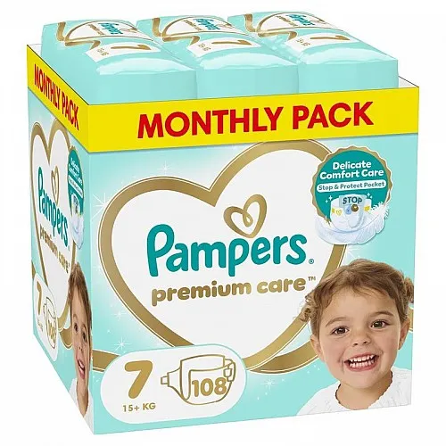 Pampers Premium Care 7 Еднократни пелени 15+кг 108бр.