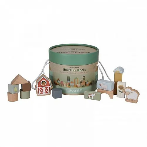 Little Dutch Дървени кубчета в кутия Little Farm