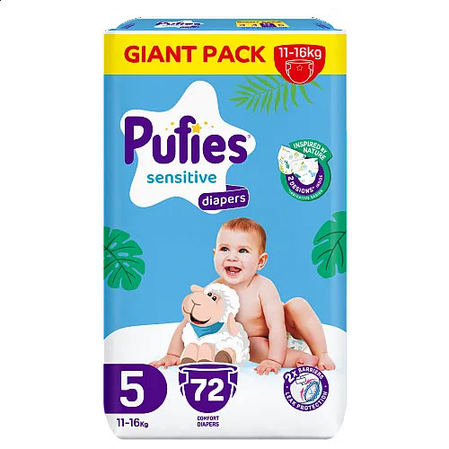 Pufies Sensitive Big Pack 5 Junior 11-16кг 72бр.