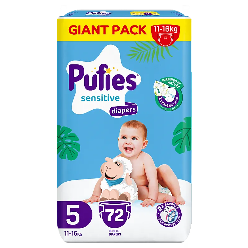 Pufies Sensitive Big Pack 5 Junior 11-16кг 72бр.