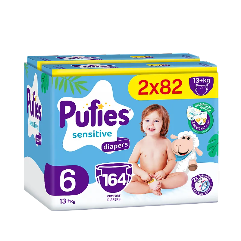 Pufies Еднократни пелени 6 13+кг 164бр.
